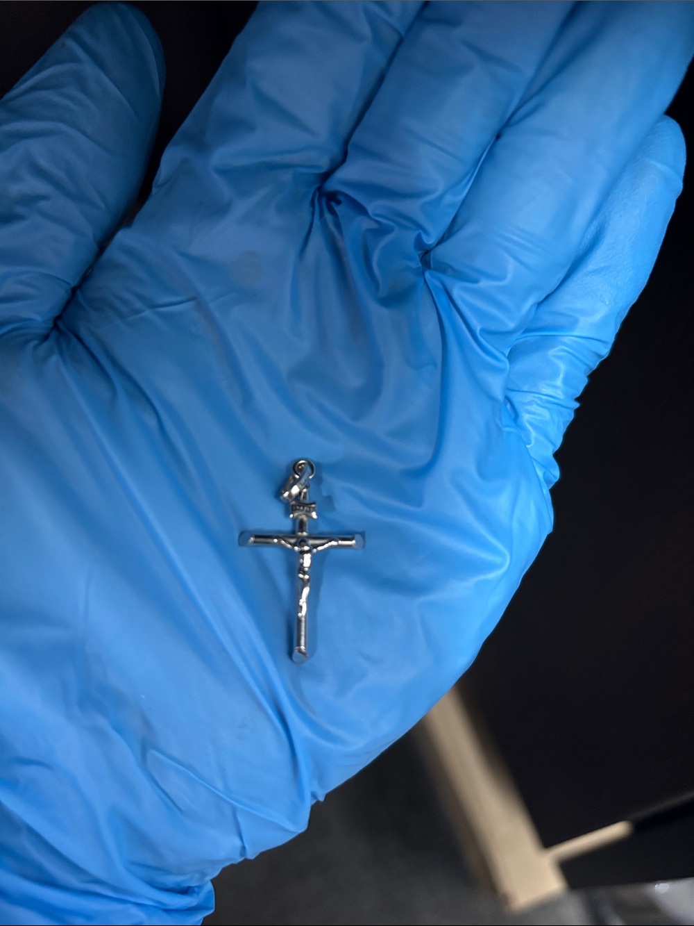 14k White Gold Crucifix INRI